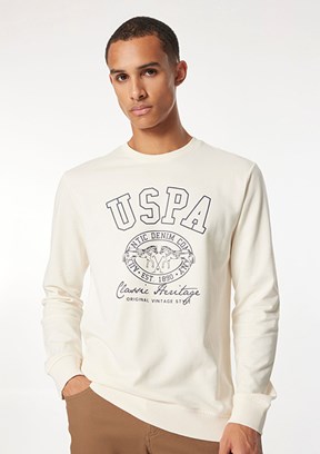 US POLO ASSN Beyaz Erkek Regular Sweatshirt