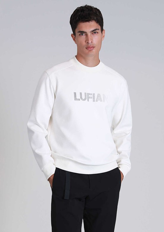 LUFIAN Beyaz Erkek Baskılı Sweatshirt