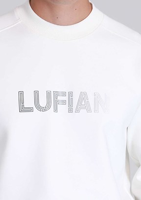 LUFIAN Beyaz Erkek Baskılı Sweatshirt