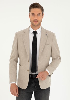 PİERRE CARDİN Bej Erkek Slim Ceket