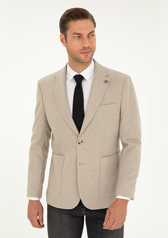PİERRE CARDİN Bej Erkek Slim Ceket