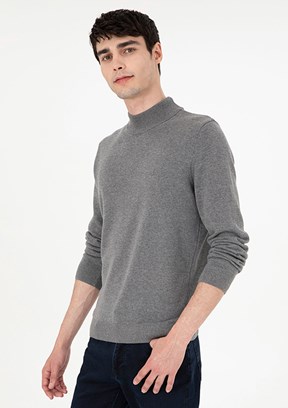 PİERRE CARDİN Gri Erkek Basic Kazak