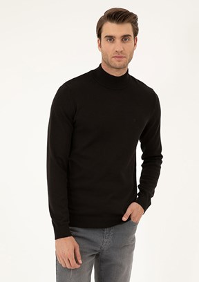 PİERRE CARDİN Siyah Erkek Basic Kazak