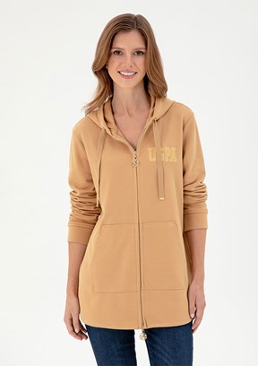 US POLO ASSN Kahverengi Kadın Regular Sweatshirt