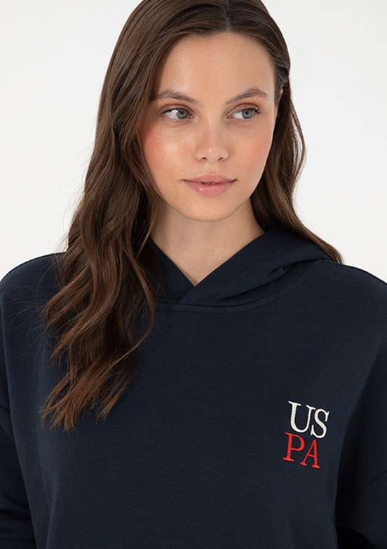 US POLO ASSN Lacivert Kadın Cropped Sweatshirt