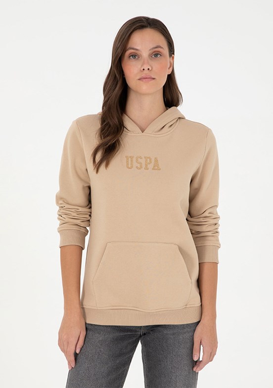 US POLO ASSN Bej Kadın Basic Sweatshirt