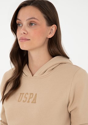 US POLO ASSN Bej Kadın Basic Sweatshirt