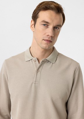 SÜVARİ Bej Erkek Polo Yaka Sweatshirt