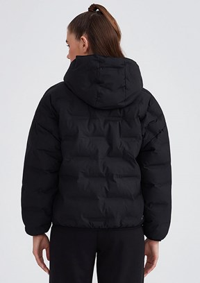 Skechers Siyah Kadın Outerwear Padded Kapüşonlu Mont