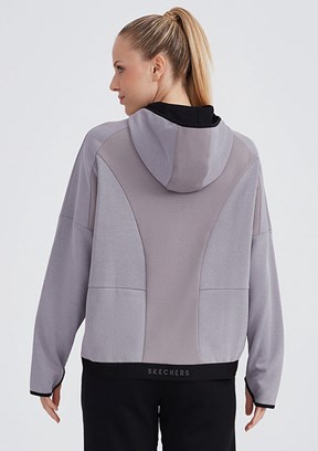 Skechers Pembe Kadın 2Xi-lock Full Zip Hoodie Kapüşonlu Sweatshirt