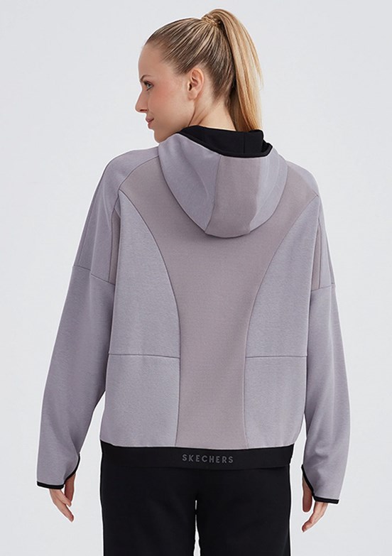 Skechers Pembe Kadın 2Xi-lock Full Zip Hoodie Kapüşonlu Sweatshirt