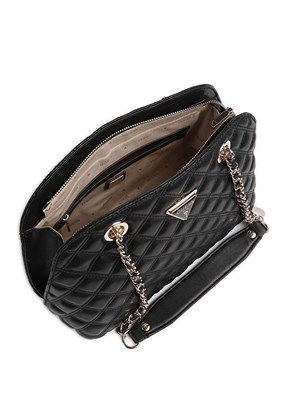 GUESS GIULLY DOME SATCHEL - HWQG8748050 Kadın Siyah Omuz Çantası