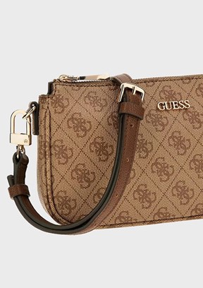 GUESS NOELLE DBL POUCH CRO - HWBG7879710 Kadın Kahverengi Çapraz Çanta
