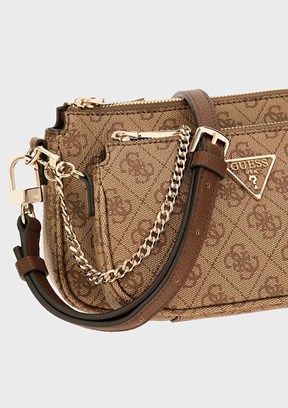 GUESS NOELLE DBL POUCH CRO - HWBG7879710 Kadın Kahverengi Çapraz Çanta