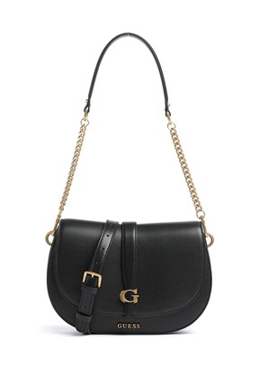 GUESS KUBA TRI CMPT FLAP S - HWVA9329200 Kadın Siyah Omuz Çantası