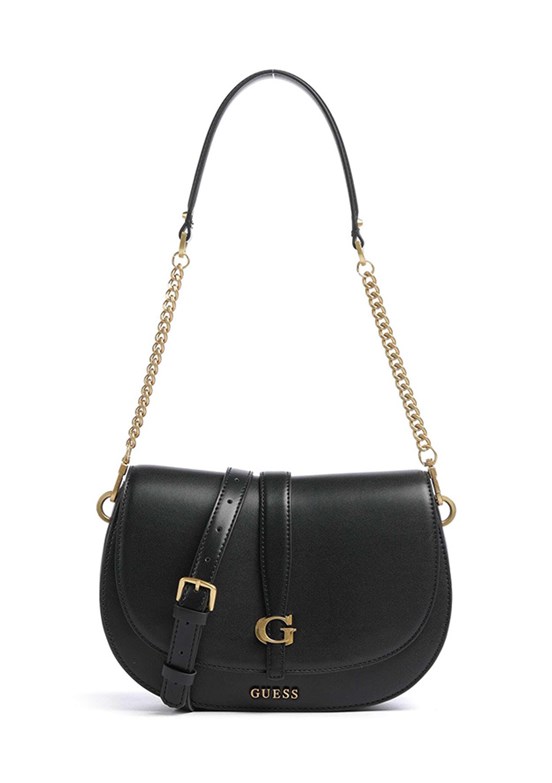 GUESS KUBA TRI CMPT FLAP S - HWVA9329200 Kadın Siyah Omuz Çantası