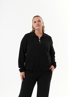 RMG Siyah Kadın Basic Sweatshirt