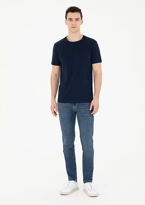 PİERRE CARDİN Mavi Erkek Slim Jean Pantolon