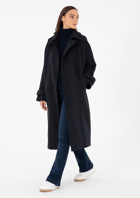 PİERRE CARDİN Antrasit Kadın Basic Kaban