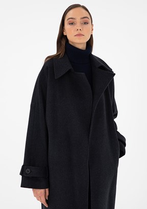 PİERRE CARDİN Antrasit Kadın Basic Kaban