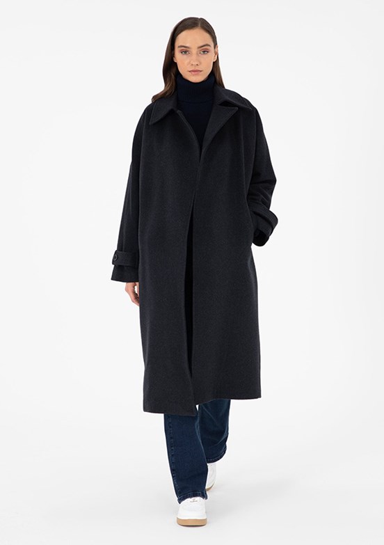 PİERRE CARDİN Antrasit Kadın Basic Kaban