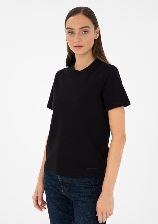 PİERRE CARDİN Siyah Kadın Slim T-Shirt