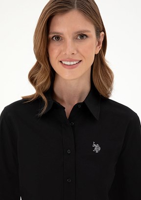 US POLO ASSN Siyah Kadın Uzun Kol Gömlek