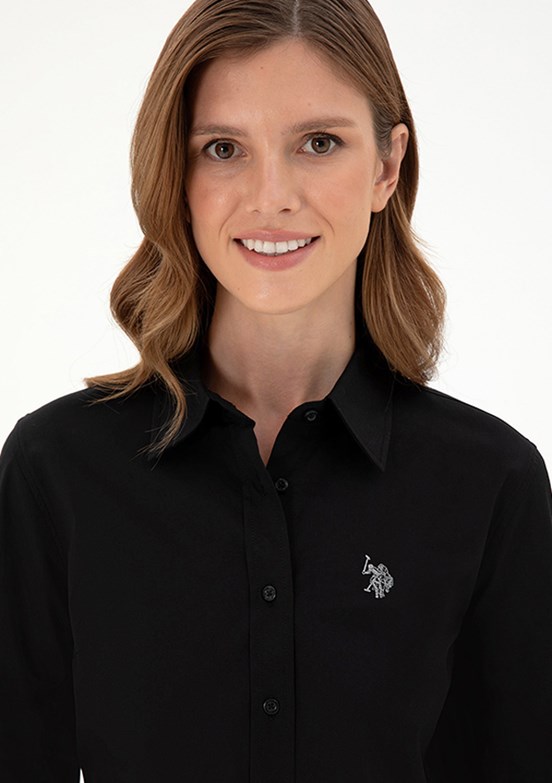 US POLO ASSN Siyah Kadın Uzun Kol Gömlek