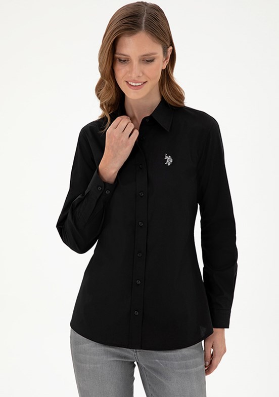 US POLO ASSN Siyah Kadın Uzun Kol Gömlek