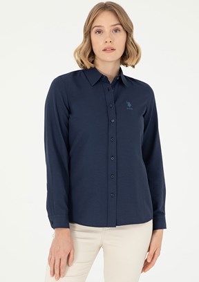 US POLO ASSN Lacivert Kadın Uzun Kol Gömlek