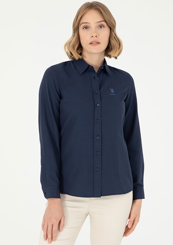 US POLO ASSN Lacivert Kadın Uzun Kol Gömlek