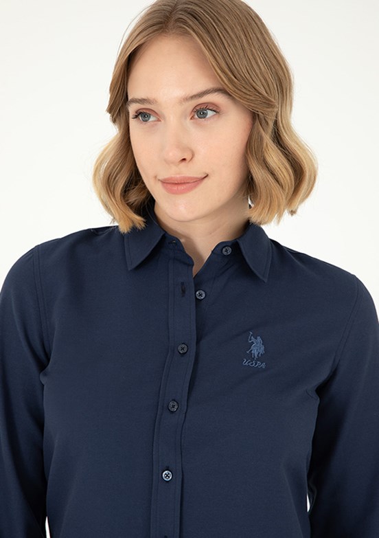 US POLO ASSN Lacivert Kadın Uzun Kol Gömlek