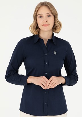 US POLO ASSN Kadın Lacivert Uzun Kol Gömlek