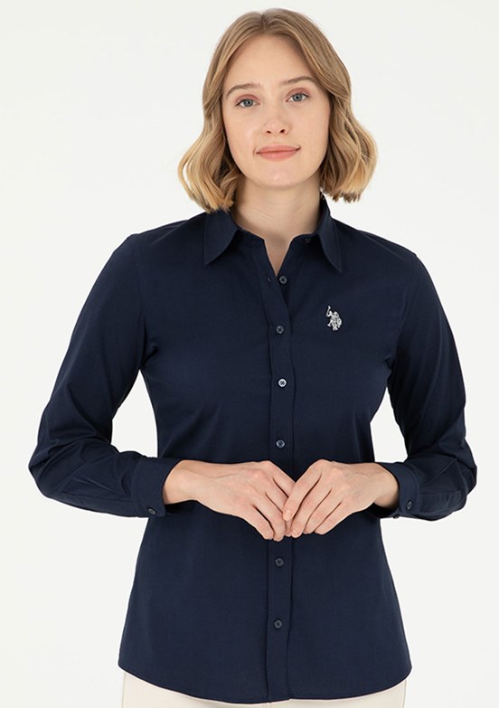 US POLO ASSN Kadın Lacivert Uzun Kol Gömlek
