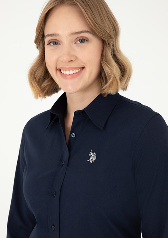 US POLO ASSN Kadın Lacivert Uzun Kol Gömlek