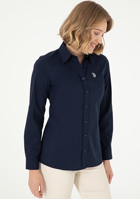 US POLO ASSN Kadın Lacivert Uzun Kol Gömlek