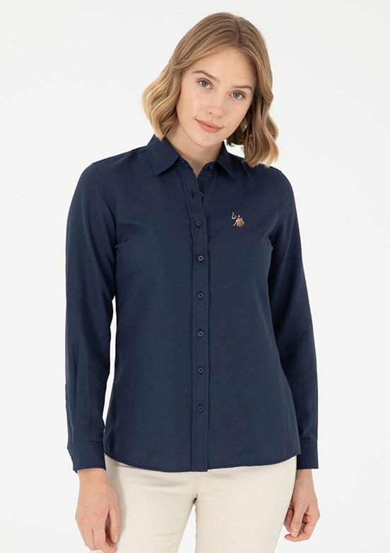 US POLO ASSN Lacivert Kadın Uzun Kol Gömlek