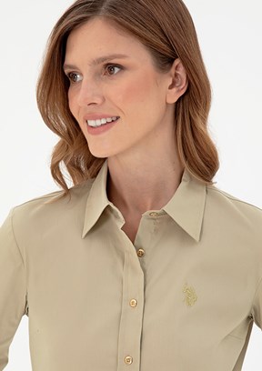 US POLO ASSN Yeşil Kadın Uzun Kol Gömlek