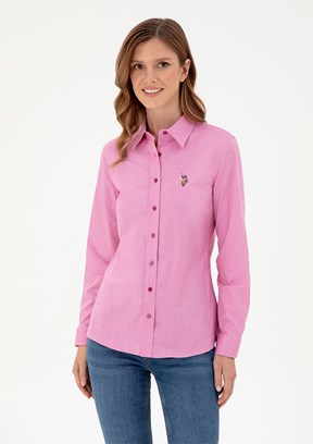 US POLO ASSN Pembe Kadın Uzun Kol Gömlek