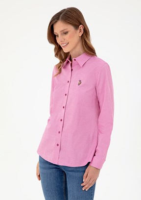 US POLO ASSN Pembe Kadın Uzun Kol Gömlek