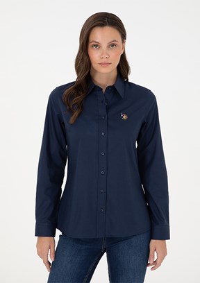 US POLO ASSN Lacivert Kadın Uzun Kol Gömlek