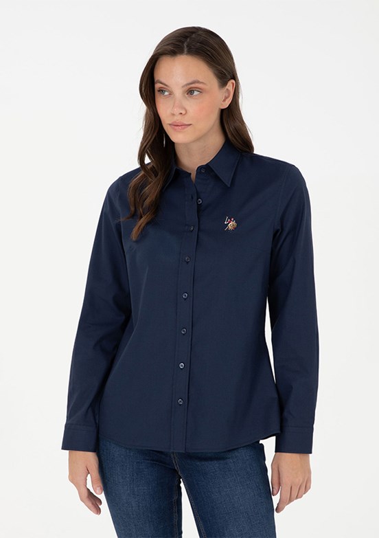 US POLO ASSN Kadın Lacivert Uzun Kol Gömlek