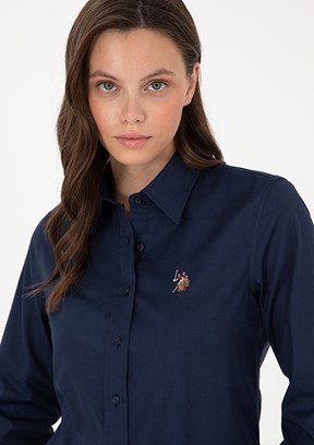 US POLO ASSN Kadın Lacivert Uzun Kol Gömlek