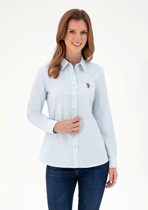 US POLO ASSN Mavi Kadın Uzun Kol Gömlek