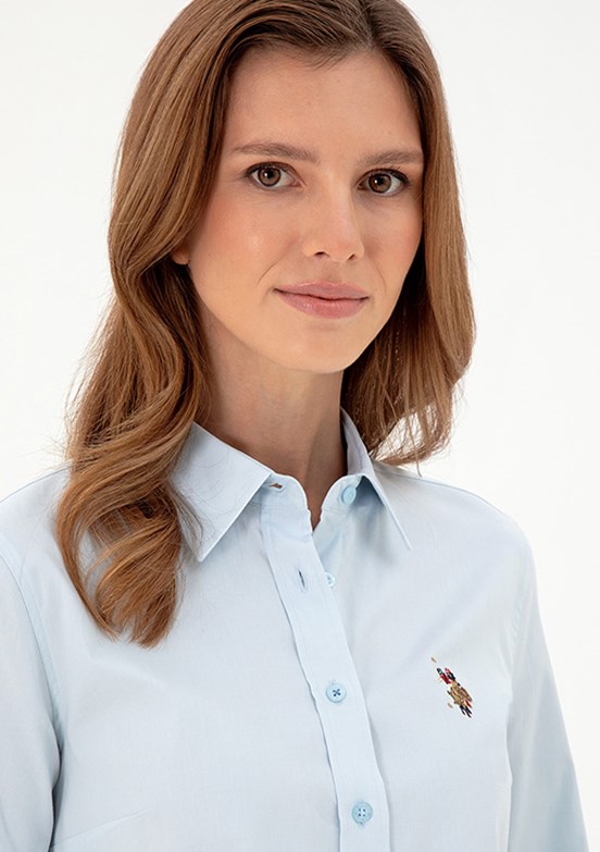 US POLO ASSN Mavi Kadın Uzun Kol Gömlek