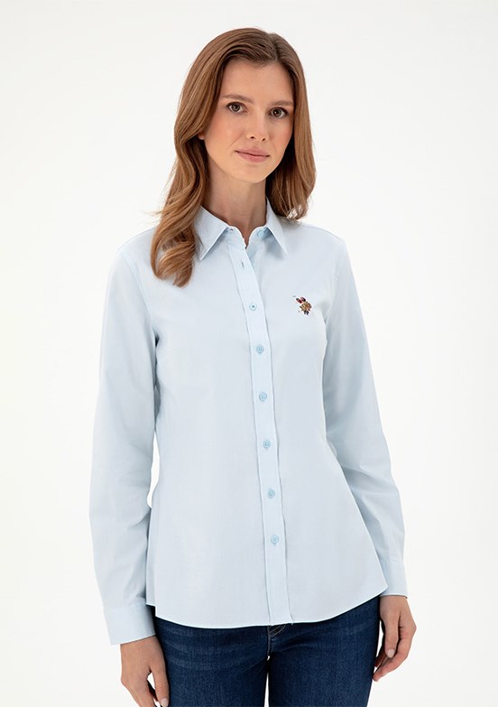 US POLO ASSN Mavi Kadın Uzun Kol Gömlek