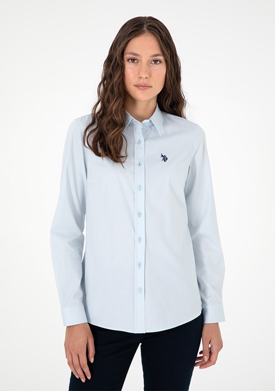 US POLO ASSN Kadın Mavi Uzun Kol Gömlek