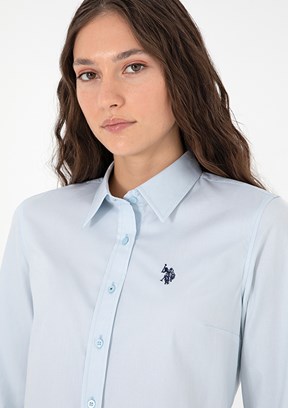 US POLO ASSN Kadın Mavi Uzun Kol Gömlek