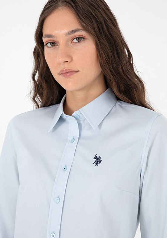 US POLO ASSN Kadın Mavi Uzun Kol Gömlek