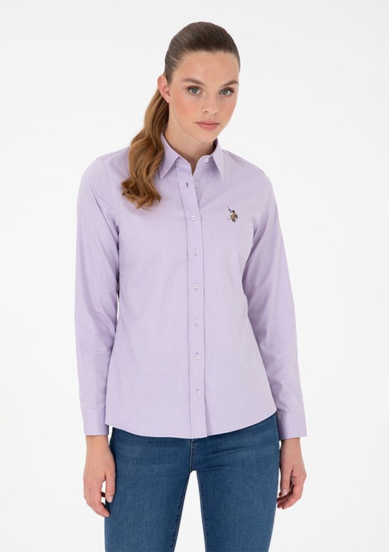 US POLO ASSN Mor Kadın Uzun Kol Gömlek